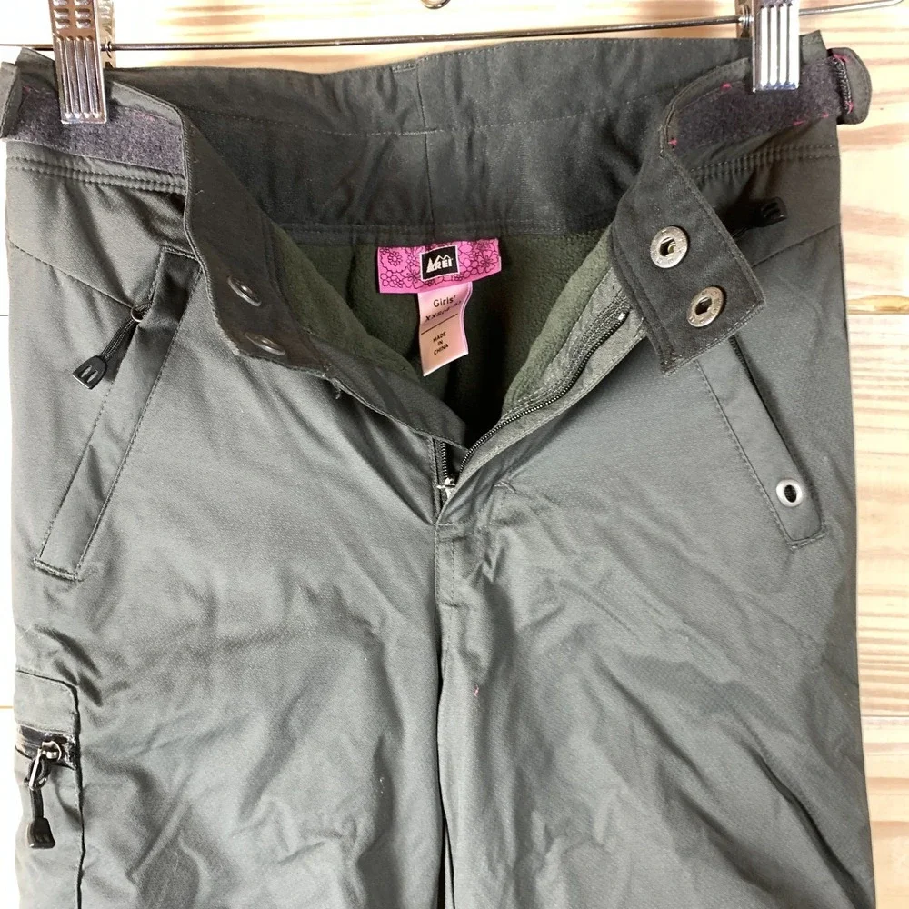 REI Snow Pants Girls XXS 4-5 Gray Fleece Lined‎ Adjustable Snowboading Ski